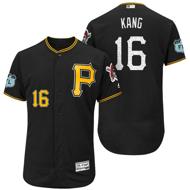 Pittsburgh Pirates Jung Ho Kang #16 Black 2017 Spring Training Grapefruit League Patch Authentic Collection Flex Base Jersey Pittsburgh Pirates Jung Ho Kang #16 Black 2017 Spring Training Grapefruit League Patch Authentic Collection Flex Base Jersey
