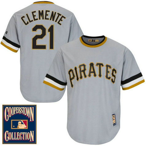 Pittsburgh Pirates Roberto Clemente #21 Grey Cooperstown Cool Base Collection Player Jersey Pittsburgh Pirates Roberto Clemente #21 Grey Cooperstown Cool Base Collection Player Jersey