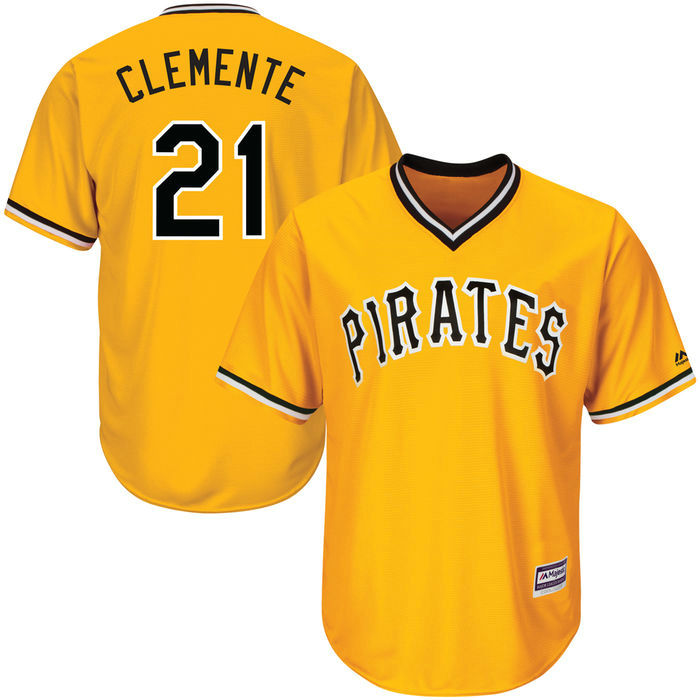 Pittsburgh Pirates Roberto Clemente #21 Gold Official Throwback Cool Base Jersey Pittsburgh Pirates Roberto Clemente #21 Gold Official Throwback Cool Base Jersey