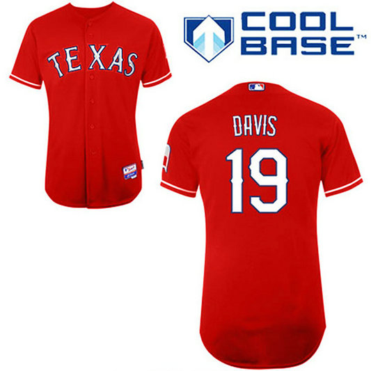 Texas Rangers #19 Chris Davis Red Alternate 1 Cool Base Jersey Texas Rangers #19 Chris Davis Red Alternate 1 Cool Base Jersey