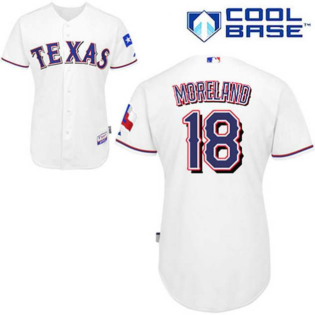 Texas Rangers #18 Mitch Moreland White Home Cool Base Jersey Texas Rangers #18 Mitch Moreland White Home Cool Base Jersey