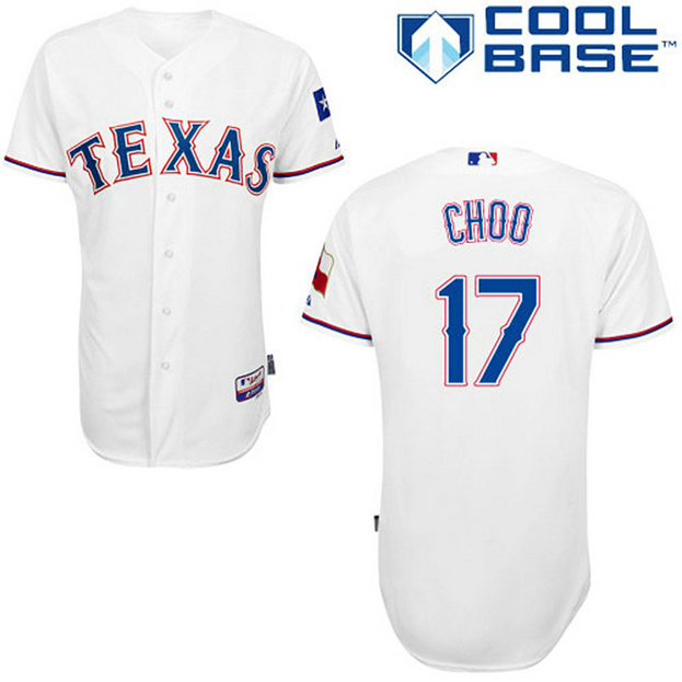 Texas Rangers #17 Shin-Soo Choo Authentic White Home Cool Base Jersey Texas Rangers #17 Shin-Soo Choo Authentic White Home Cool Base Jersey