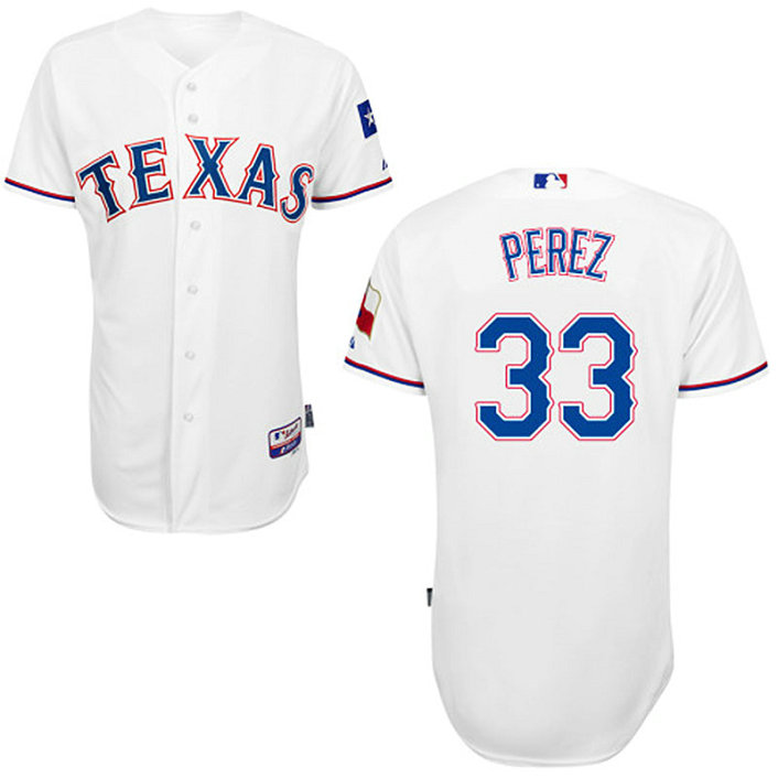 Texas Rangers #33 Martin Perez Authentic White Home Cool Base Jersey