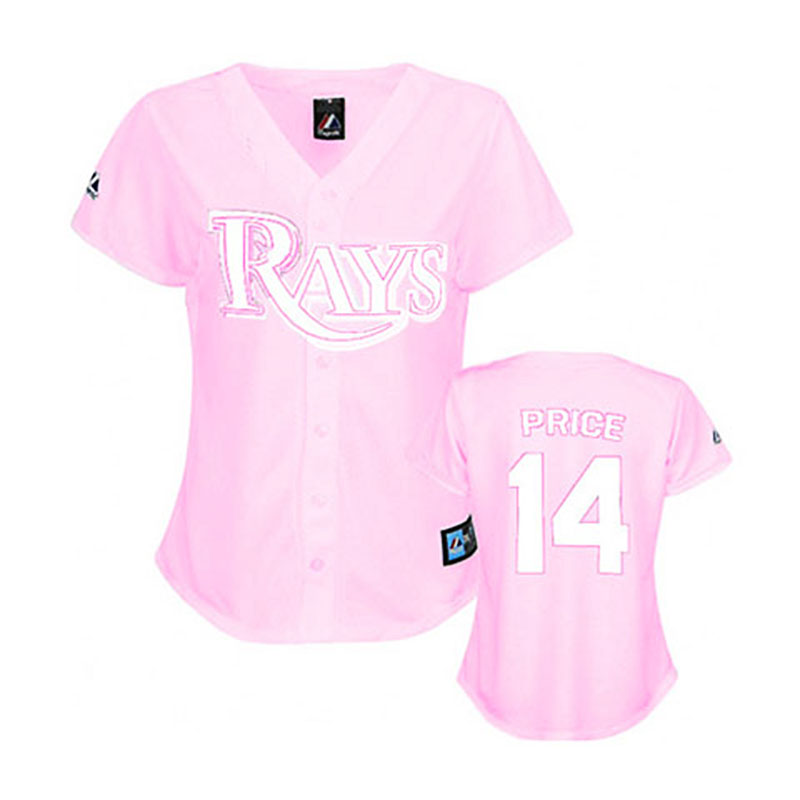 Women - Tampa Bay Rays #14 David Price Pink Lady Fashion Jersey Women - Tampa Bay Rays #14 David Price Pink Lady Fashion Jersey