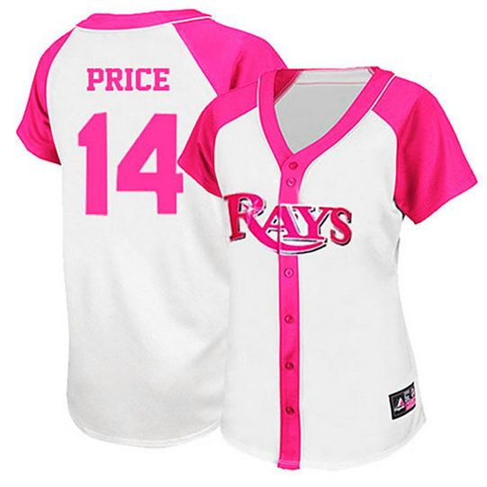 Women - Tampa Bay Rays #14 David Price White/Pink Splash Fashion Jersey Women - Tampa Bay Rays #14 David Price White/Pink Splash Fashion Jersey