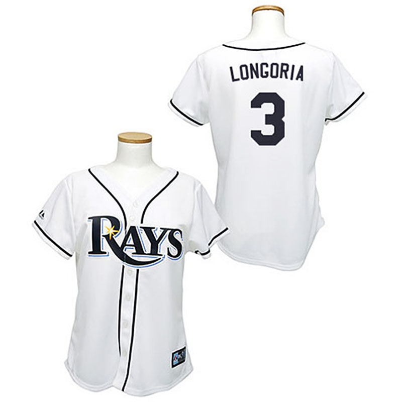 Women - Tampa Bay Rays #3 Evan Longoria White Fashion Jersey Women - Tampa Bay Rays #3 Evan Longoria White Fashion Jersey