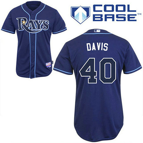 Tampa Bay Rays #40 Wade Davis Dark Blue Alternate Cool Base Jersey Tampa Bay Rays #40 Wade Davis Dark Blue Alternate Cool Base Jersey
