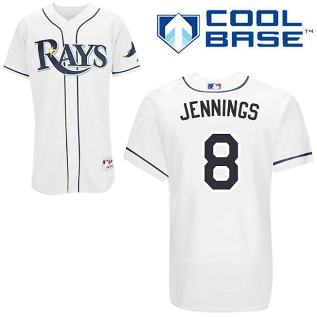 Tampa Bay Rays #8 Desmond Jennings Authentic White Home Cool Base Jersey Tampa Bay Rays #8 Desmond Jennings Authentic White Home Cool Base Jersey