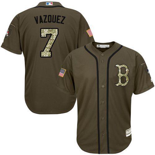 Boston Red Sox #7 Christian Vazquez Olive Camo Jersey
