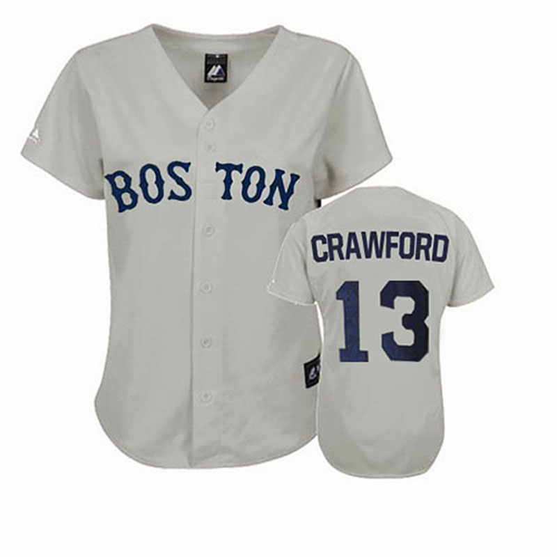 Boston Red Sox #13 Carl Crawford Grey WoFashion Jersey