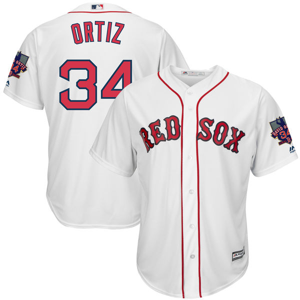 Boston Red Sox #34 David Ortiz White Cool Base Jersey with Retirement Patch Boston Red Sox #34 David Ortiz White Cool Base Jersey with Retirement Patch