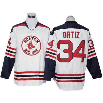 Boston Red Sox #34 David Ortiz White Throwback Block Jersey Boston Red Sox #34 David Ortiz White Throwback Block Jersey