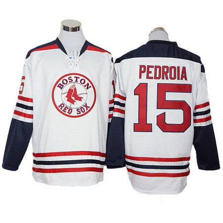 Boston Red Sox #15 Dustin Pedroia White Throwback Block Jersey Boston Red Sox #15 Dustin Pedroia White Throwback Block Jersey