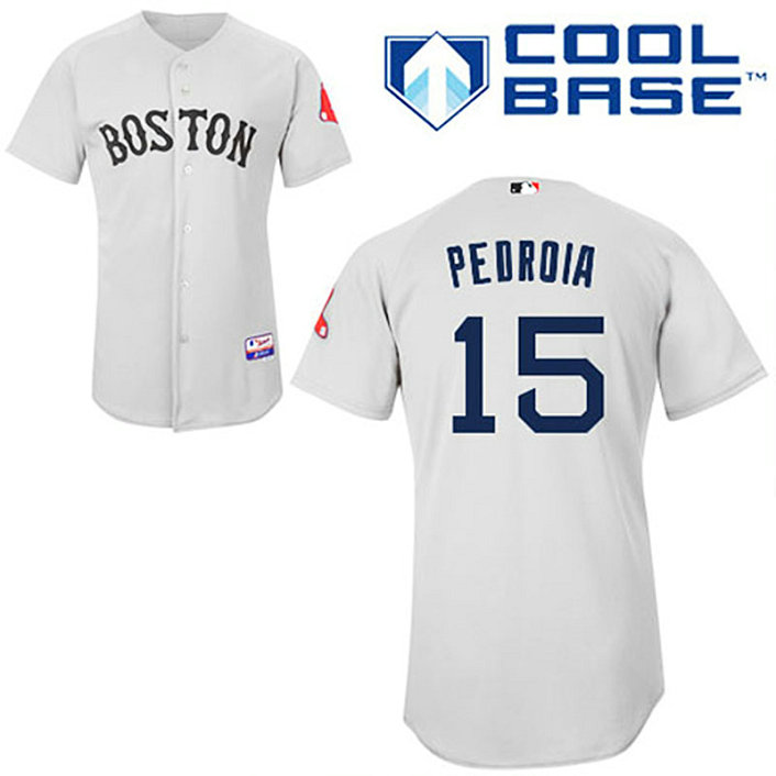 YOUTH Boston Red Sox #15 Dustin PedroiaGrey Cool Base Jersey YOUTH Boston Red Sox #15 Dustin PedroiaGrey Cool Base Jersey