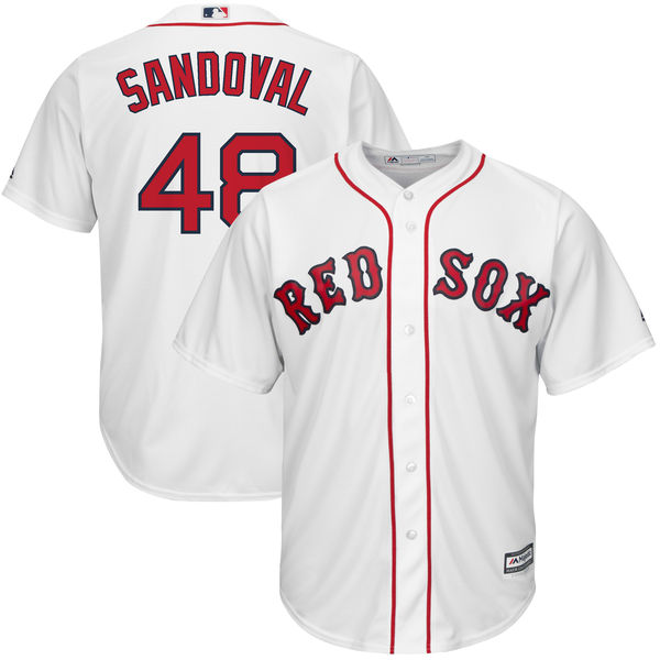 Boston Red Sox #48 Pablo Sandoval White Cool Base Jersey
