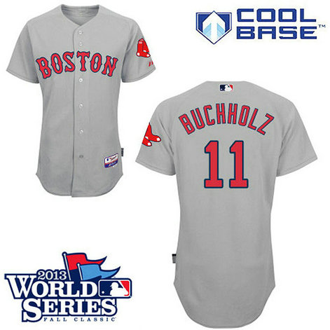Boston Red Sox #11 Clay Buchholz Authentic Grey Road 2013 World Series Cool Base Jersey Boston Red Sox #11 Clay Buchholz Authentic Grey Road 2013 World Series Cool Base Jersey