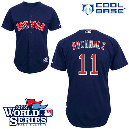 Boston Red Sox #11 Clay Buchholz Authentic Navy Blue Alternate 2013 World Series Cool Base Jersey Boston Red Sox #11 Clay Buchholz Authentic Navy Blue Alternate 2013 World Series Cool Base Jersey