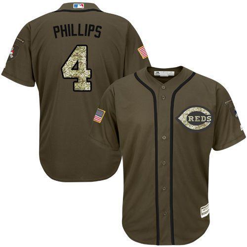 Cincinnati Reds #4 Brandon Phillips Olive Camo Jersey Cincinnati Reds #4 Brandon Phillips Olive Camo Jersey