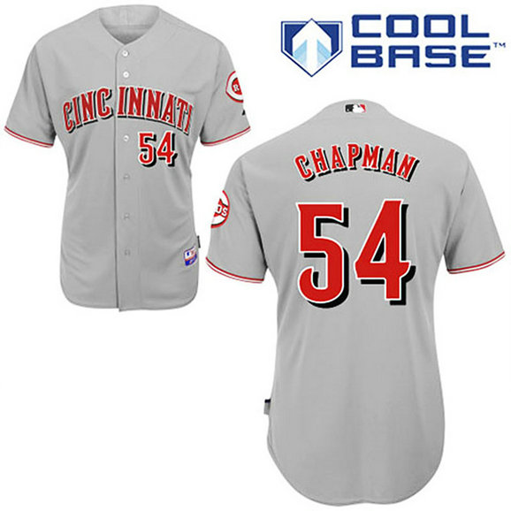 Cincinnati Reds #54 Aroldis Chapman Grey Cool Base Away Jersey