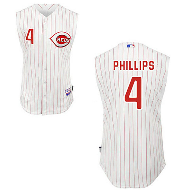 Cincinnati Reds #4 Brandon Phillips Vest Style White Jersey Cincinnati Reds #4 Brandon Phillips Vest Style White Jersey