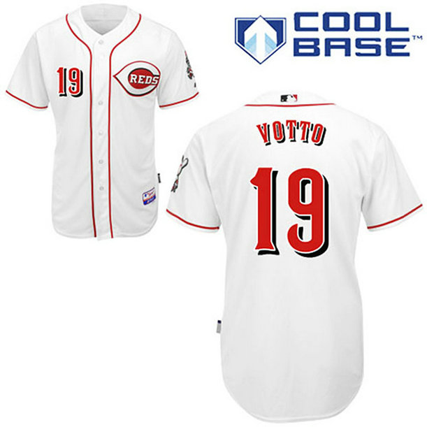 YOUTH Cincinnati Reds #19 Joey VottoWhite Cool Base Jersey