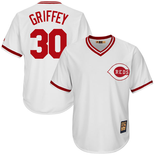Cincinnati Reds #30 Ken Griffey Jr White Cooperstown Player Jersey Cincinnati Reds #30 Ken Griffey Jr White Cooperstown Player Jersey