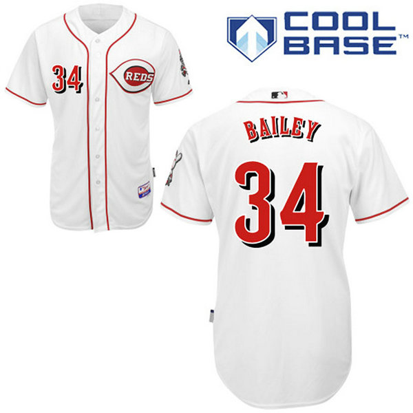Cincinnati Reds #34 Homer Bailey Authentic White Home Cool Base Jersey
