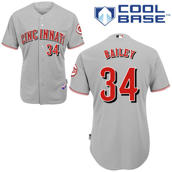 Cincinnati Reds #34 Homer Bailey Authentic Grey Away Cool Base Jersey