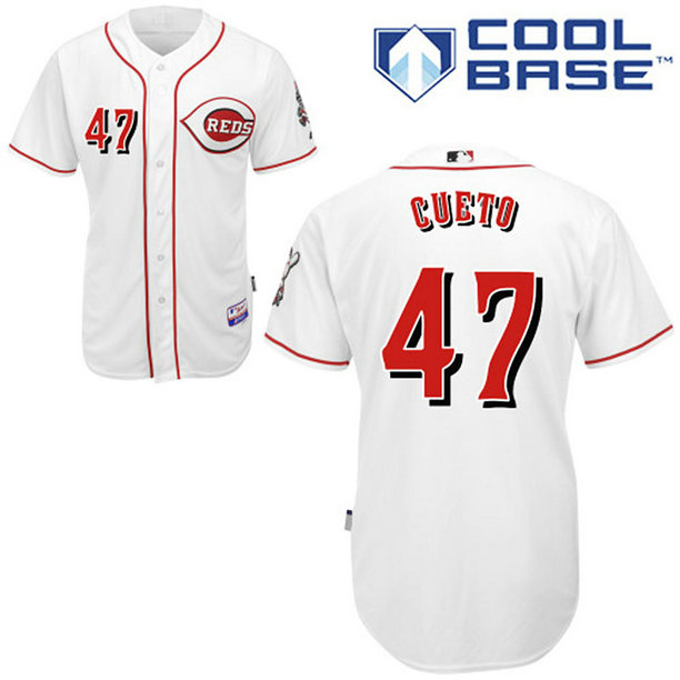 Cincinnati Reds #47 Johnny Cueto Authentic White Home Cool Base Jersey Cincinnati Reds #47 Johnny Cueto Authentic White Home Cool Base Jersey