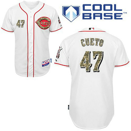 Cincinnati Reds #47 Johnny Cueto Authentic White USMC Cool Base Jersey Cincinnati Reds #47 Johnny Cueto Authentic White USMC Cool Base Jersey