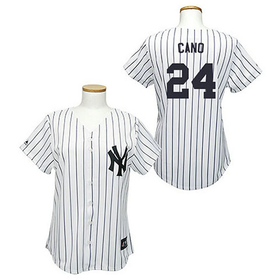 Women - New York Yankees #24 Robinson Cano White(Black Strip)Fashion Jersey Women - New York Yankees #24 Robinson Cano White(Black Strip)Fashion Jersey