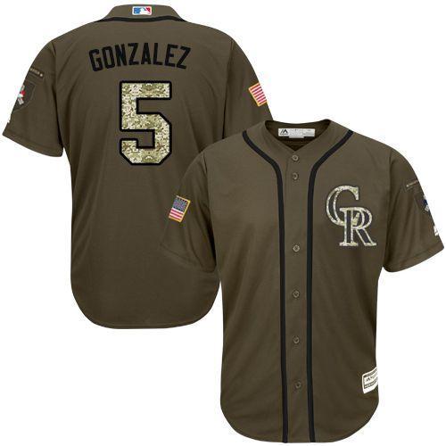 Colorado Rockies #5 Carlos Gonzalez Olive Camo Jersey