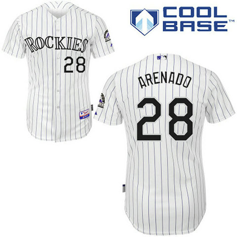 Colorado Rockies #28 Nolan Arenado Authentic White Home Cool Base Jersey Colorado Rockies #28 Nolan Arenado Authentic White Home Cool Base Jersey