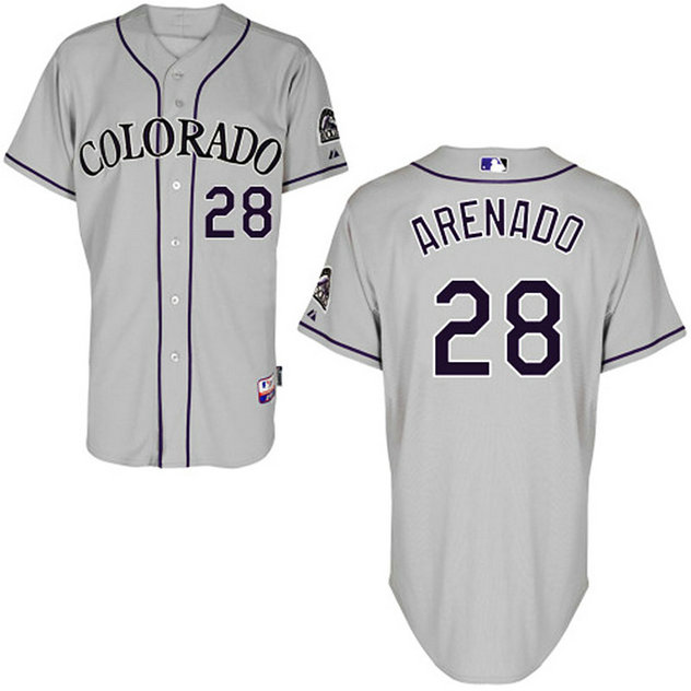 Colorado Rockies #28 Nolan Arenado Authentic Grey Away Cool Base Jersey Colorado Rockies #28 Nolan Arenado Authentic Grey Away Cool Base Jersey