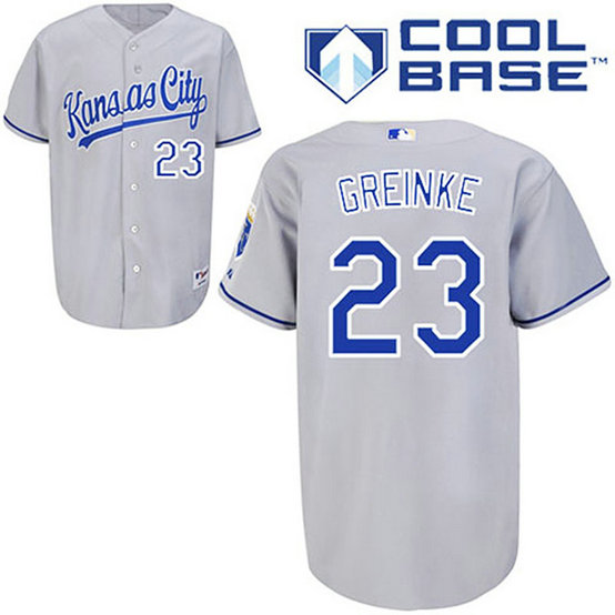 Kansas City Royals #23 Zack Greinke Grey Away Cool Base Jersey