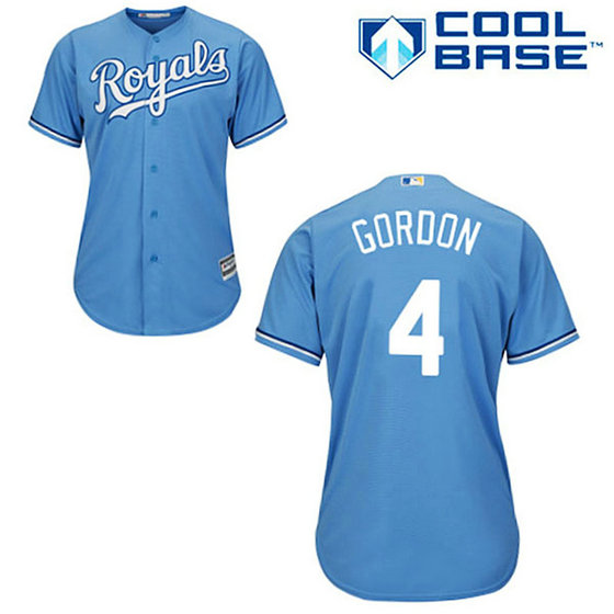 Kansas City Royals #4 Alex Gordon Light Blue Alternate Cool Base Jersey Kansas City Royals #4 Alex Gordon Light Blue Alternate Cool Base Jersey