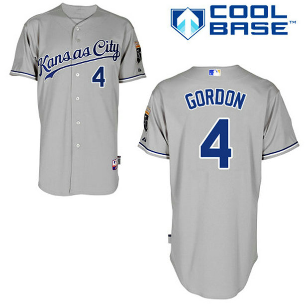 Kansas City Royals #4 Alex Gordon Grey Away Cool Base Jersey Kansas City Royals #4 Alex Gordon Grey Away Cool Base Jersey