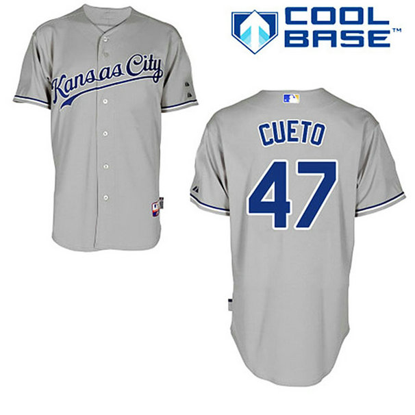 Kansas City Royals #47 Johnny Cueto Grey Cool Base Away Jersey