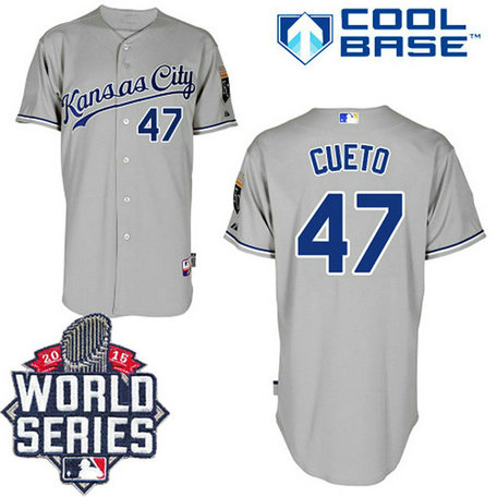 Kansas City Royals #47 Johnny Cueto Grey Away Cool Base Jersey