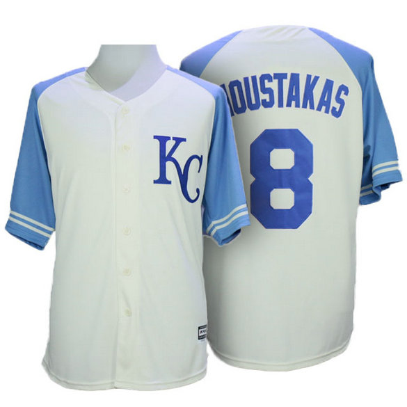 Kansas City Royals #8 Mike Moustakas White Authentic Cool Base Jersey Kansas City Royals #8 Mike Moustakas White Authentic Cool Base Jersey