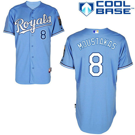Kansas City Royals #8 Mike Moustakas Authentic Powder Blue Alternate Cool Base Jersey