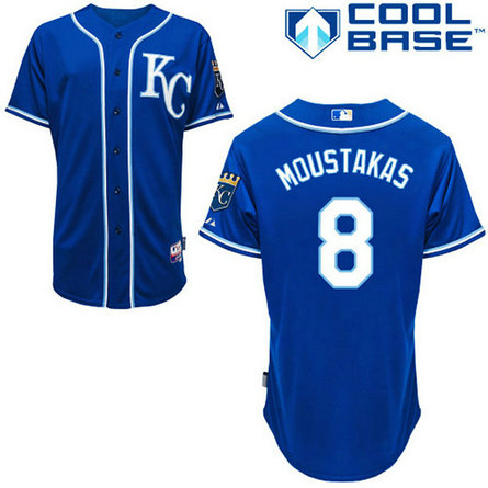 Kansas City Royals #8 Mike Moustakas Authentic Royal Blue Alternate Cool Base Jersey