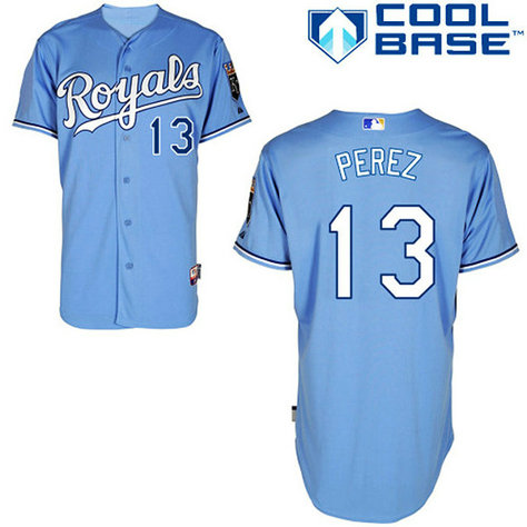 Kansas City Royals #13 Salvador Perez Authentic Powder Blue Alternate Cool Base Jersey