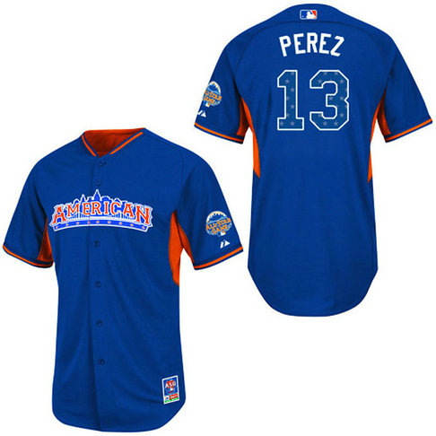 Kansas City Royals #13 Salvador Perez Authentic Royal Blue American League 2013 All Star BP Jersey