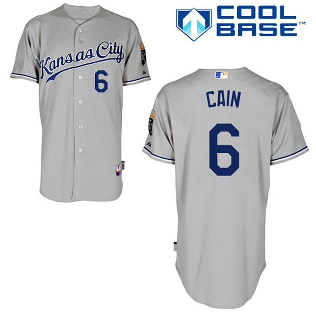 Kansas City Royals #6 Lorenzo Cain Authentic Grey Away Cool Base Jersey