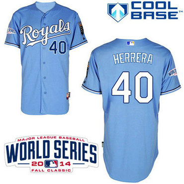 Kansas City Royals #40 Kelvin Herrera Authentic Powder Blue Alternate W/2014 World Series Cool Base Jersey