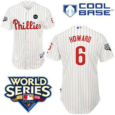 Philadelphia Phillies #6 Ryan Howard White with 2009 World Series HK Patch Jersey Philadelphia Phillies #6 Ryan Howard White with 2009 World Series HK Patch Jersey