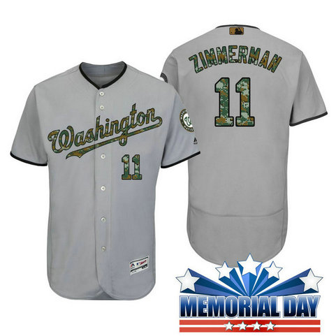 Washington Nationals Ryan Zimmerman #11 Grey Camo Fashion 2016 Memorial Day Flex Base Jersey