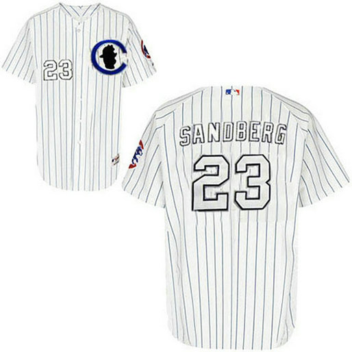 Chicago Cubs #23 Ryne Sandberg Sliver No 3-Patch White Home Jersey Chicago Cubs #23 Ryne Sandberg Sliver No 3-Patch White Home Jersey