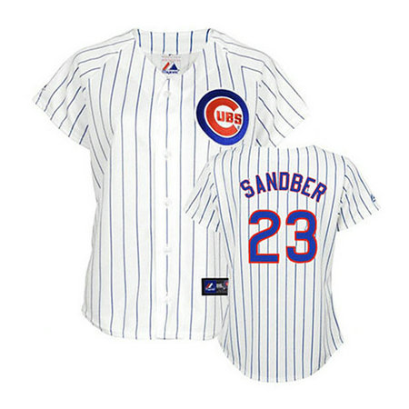 Chicago Cubs #23 Ryne Sandberg White(Blue Strip) WoFashion Jersey Chicago Cubs #23 Ryne Sandberg White(Blue Strip) WoFashion Jersey